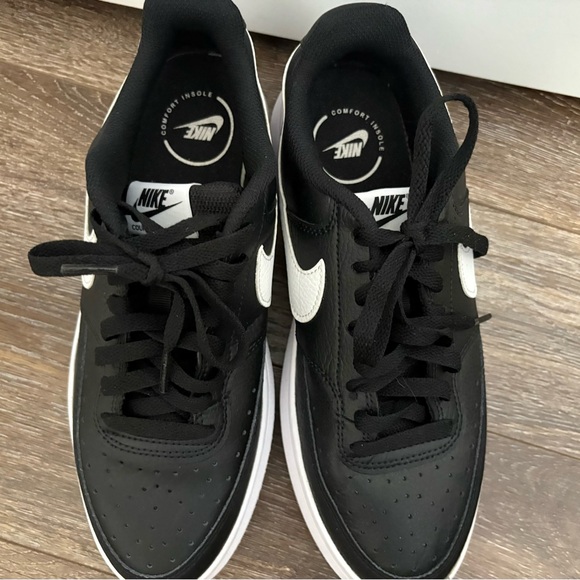 New Nike Air Force 1 '07 Leather Shoes Black White CT2302-002 Ladies 9 - Picture 9 of 11